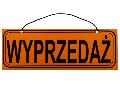 Tablica tabliczka z napisami WYPRZEDAŻ