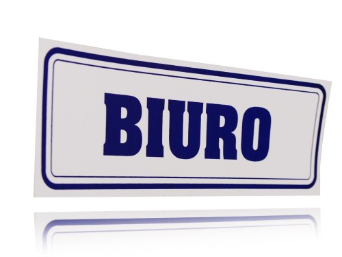 Tablica tabliczka z napisami BIURO