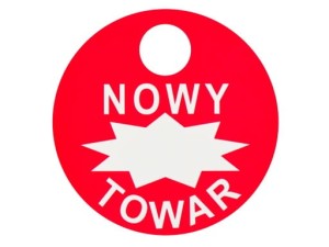Tablica - etykieta okrągła NOWY TOWAR fi 15cm