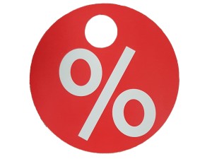 Tablica - etykieta okrągła PROCENT %  fi 15cm