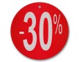Tablica tabliczka kartonowa okrągła z napisami -30%