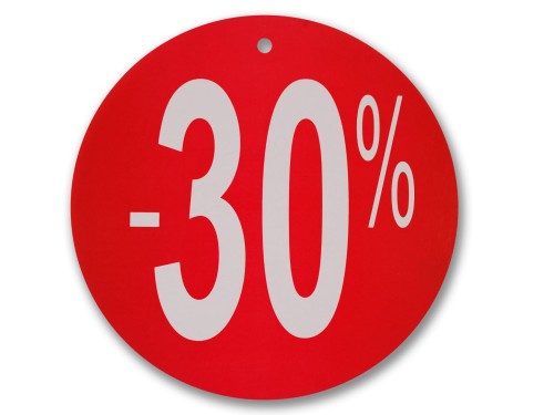 Tablica tabliczka kartonowa okrągła z napisami -30%