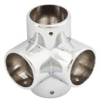 Złączka narożnikowa czterokierunkowa, złącze, narożnik 90 st. z blokadą do drążka Q25 chrom