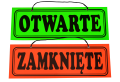 Tablica tabliczka z napisami etykieta otwarte zamknięte dwustronna