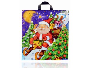 Reklamówki świąteczne Mikołaj, torby foliowe na prezenty 45x50 cm, 25 szt.