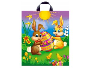 Reklamówki świąteczne wielkanocne, torby foliowe na zakupy 45x50, 25 szt.