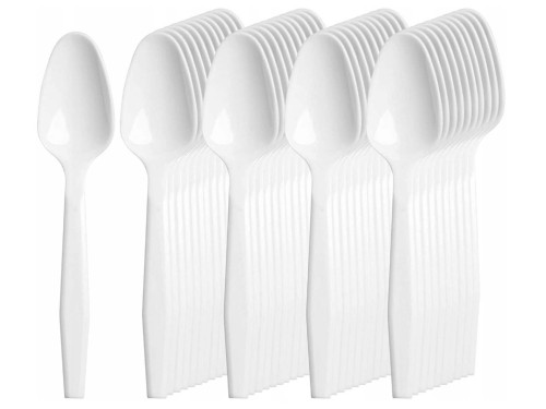 Łyżeczki jednorazowe plastikowe białe ekonomiczne 100szt 01.jpg