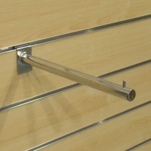 Straight, chrome-plated hanger for space wall