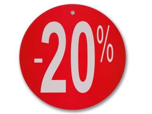 Tablica tabliczka kartonowa okrągła z napisami -20% montip.jpg