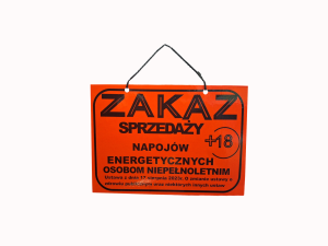 Tablica tabliczka ZAKAZ SPRZEDAŻY NAPOJÓW ENERGETYCZNYCH A5