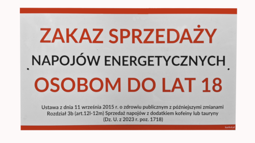 zakaz sprzedaży energetyków tabliczka biało-czerwona