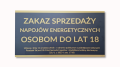tablica zakaz sprzedaży napojów energetycznych osobom do lat 18 elegancka