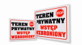 Tabliczka z napisami teren prywatny wstęp wzbroniony