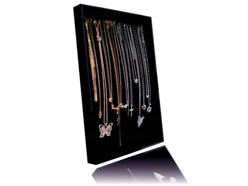 ekspozytor na biżuterię łańcuszki 11 zawieszek czarna.jpg