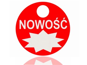 Tablica - etykieta okrągła NOWOŚĆ GWIAZDKA  fi 15cm