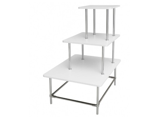 Regał ekspozycyjny 3-poziomowy z półkami, biały.jpg