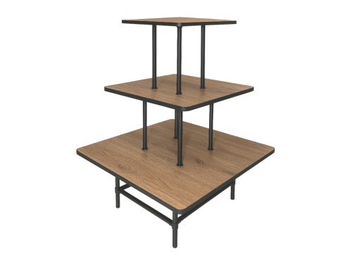 Regał ekspozycyjny 3-poziomowy z półkami dąb mocha