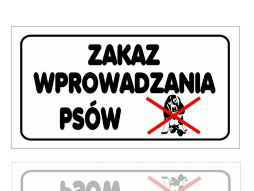 Tablica tabliczka z napisami ZAKAZ WYPROWADZANIA PSÓW.jpg