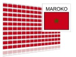 Naklejki flagi Maroka, etykiety samoprzylepne wodoodporne, Flaga + napis MAROKO, arkusz 150 szt.