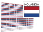 Naklejki flagi Holandii, etykiety samoprzylepne wodoodporne, Flaga + napis HOLANDIA, arkusz 150 szt.