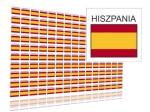 Naklejki flagi Hiszpanii, etykiety samoprzylepne wodoodporne, Flaga + napis HISZPANIA, arkusz 150 szt.