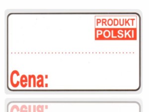 Etykieta cenowa laminowana metka "Produkt Polski" 9,5x6 cenówki metki białe 25 szt.