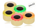 Taśma, metka metki do metkownicy jednorzędowej 26x12mm brzeg falisty  kolor