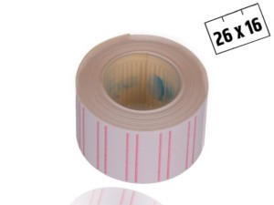  Taśma, metka metki do metkownicy dwurzędowej 26x16mm biała+paski