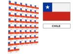 Naklejki flagi Chile, etykiety samoprzylepne wodoodporne, Flaga + napis CHILE, arkusz 50 szt.