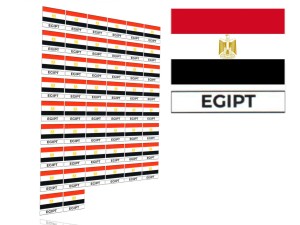 Naklejki flagi Egiptu, etykiety samoprzylepne wodoodporne, Flaga + napis EGIPT, arkusz 50 szt.