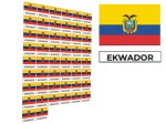 Naklejki flagi Ekwadoru, etykiety samoprzylepne wodoodporne, Flaga + napis EKWADOR, arkusz 50 szt.