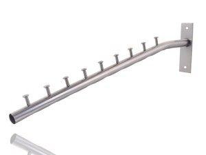 Haczyk/  Zawieszka na ścianę 40cm rurka z 9 bolcami SREBRNA