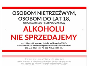 Tablica tabliczka PCV ALKOHOLU NIE SPRZEDAJEMY 30,5x16,5