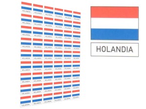 Naklejki flagi Holandii, etykiety samoprzylepne wodoodporne, Flaga + napis HOLANDIA, arkusz 50 szt.