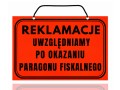 tabliczka reklamacje, reklamacje uwzględniamy po okazaniu paragonu fiskalnego montip.jpg