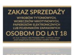 Tablica tabliczka PCV ZAKAZ SPRZEDAŻY WYROBÓW TYTONIOWYCH 16,5x30