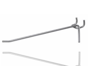 Haczyk / Zawieszka na panel frezowany shop wall i europerforację 30 cm pojedyncza SREBRNA
