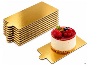 Podkładki bankietówki 9x5 cm złote jednostronne tacki pod monoporcje 10 szt.