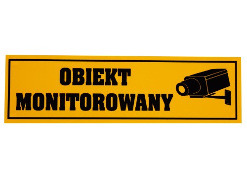 Tablica z napisami obiekt monitorowany żółta