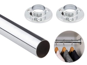 Rura do szafy, garderoby na wieszaki, drążek meblowy Q25, 100 cm chrom
