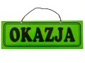 Tabliczka z napisami OKAZJA
