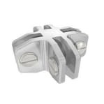 4 way glass connector/joint,  chrome plated