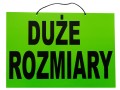 Tabliczka tablica informacyjna z napisami DUŻE ROZMIARY