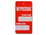 Etykieta WYPRZEDAŻ STARA CENA  jednostronna komplet 50 sztuk 5,5x10,5cm