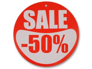 Tablica - etykieta SALE -50% fi 30cm