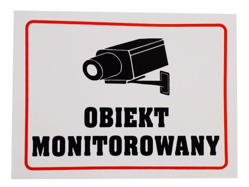 Tablica tabliczka z napisami OBIEKT MONITOROWANY naklejka