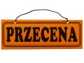 Tablica tabliczka z napisami PRZECENA