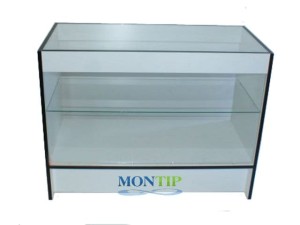 Counter with glass shelfs
