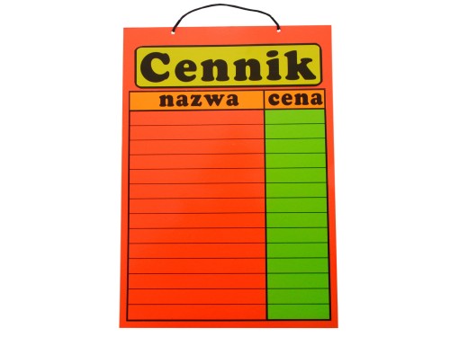 Tablica tabliczka z napisami cennik a3