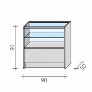 Glass showcase glazed in two-thirds 90